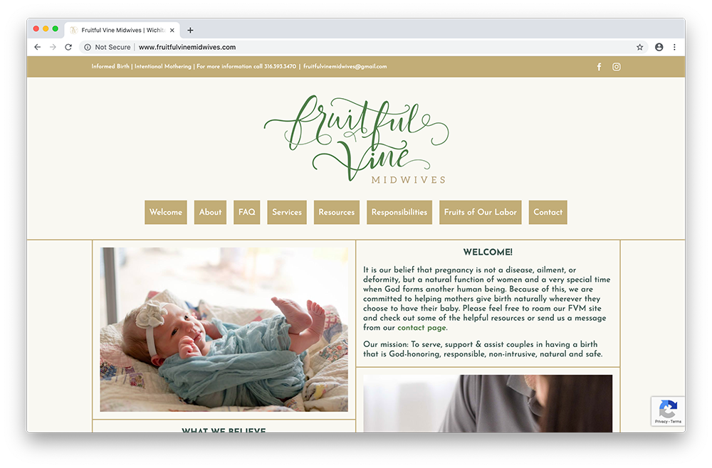 Web Design Portfolio Spotlight on Fruitful Vine Midwives
